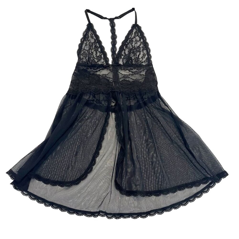 Victoria's Secret Black Lace Babydoll Chemise Lingerie Top Racerback - Size XS